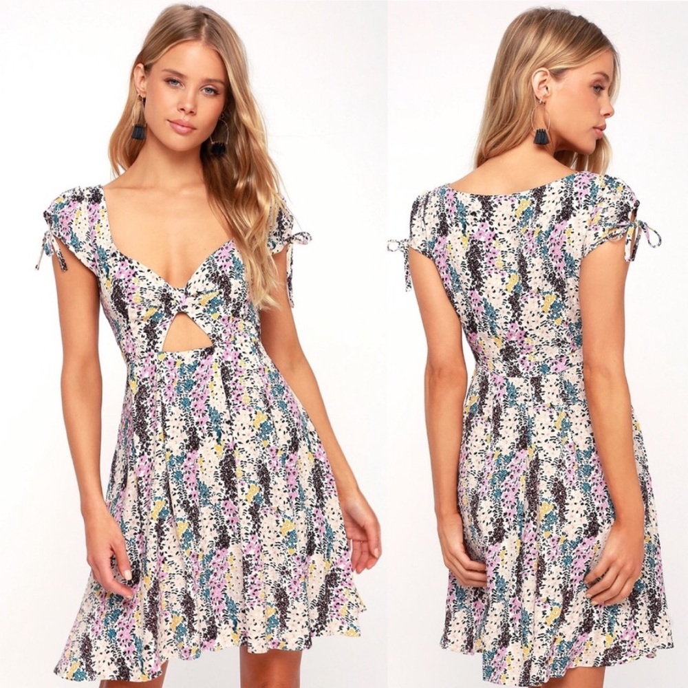 Free People Miss Right Mini Dress in Cream Combo